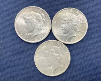 (3) 1924 PEACE SILVER DOLLARS