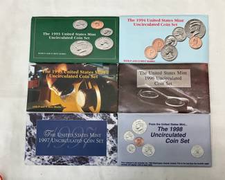(6) UNC US MINT SETS 1993-98