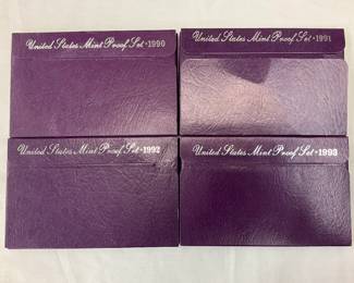 (4) US MINT PROOF SETS 1990-93