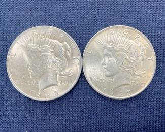 (2) 1923 PEACE SILVER DOLLARS