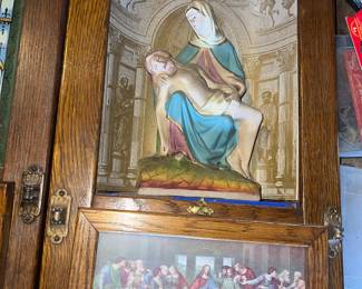 2 x Holy Name Alter home Last Rites Shadowbox OLD