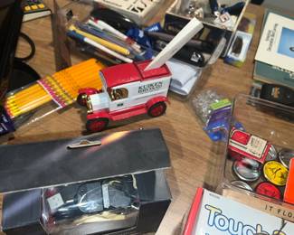 Kuken Bros truck.                                                            
Hunting and fishing pinbacks and licenses 