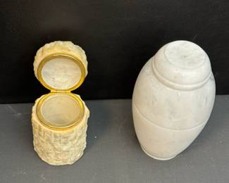 stone urn and trinket box