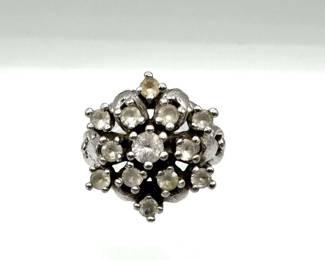 Vintage Sterling Rhinestone Cocktail Ring