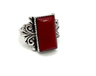 Sterling 925 Ring with Red Stone