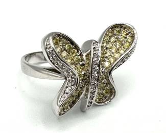 Sterling 925 Rhinestone Butterfly Ring