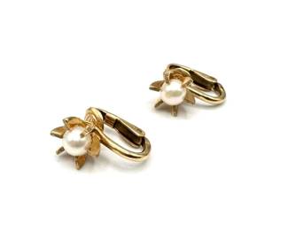 Vintage 12K Gold Filled Pearl Clip On Earrings