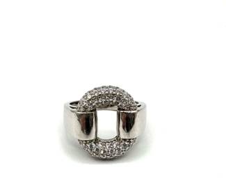 Sterling 925 Rhinestone Buckle Ring
