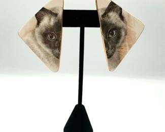 Vintage Ceramic Cat Earrings