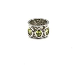 Sterling 925 Ring with Green Stones