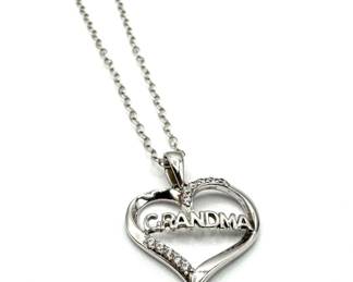 Sterling 925 CZ Grandma Heart Necklace