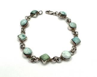 Vintage Sterling 925 Bracelet with Blue Green Stones