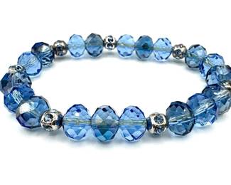 Blue Rhinestone Stretch Bracelet