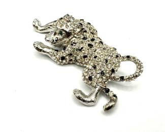 Vintage Rhinestone Leopard Brooch