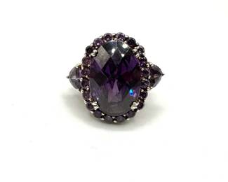 Sterling 925 Ring with Purple Stones
