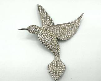 Vintage Barreras Rhinestone Humingbird Brooch