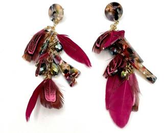 Acrylic Feather Statement Earrings