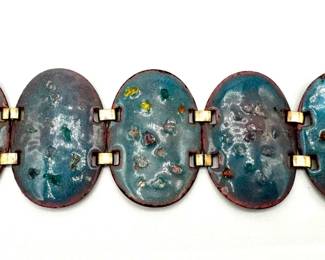 Vintage Enamel Copper Bracelet