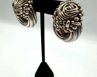 Vintage Modernist Sterling 925 Clip On Earrings