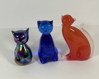 Art Glass Cat Figures