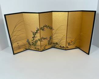 Vintage Japanese 6 panel Folding Table Screen