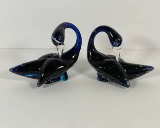 Kreiss Blue Glass Swans
