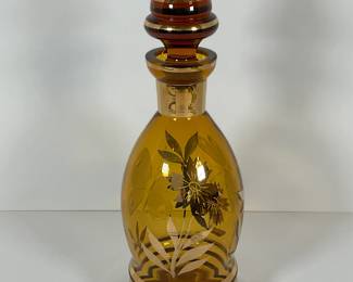Mid Century Amber Glass Decanter