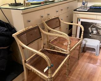 Pair of Chinoiserie Chairs As Is