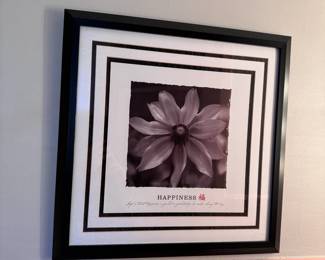 Happiness floral print with black frame 20" x 20"