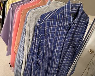 Freshly laundered large group of men's shirts size medium 15.5