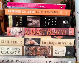 Group of books including Hillbilly Elegy by J.D. Vance