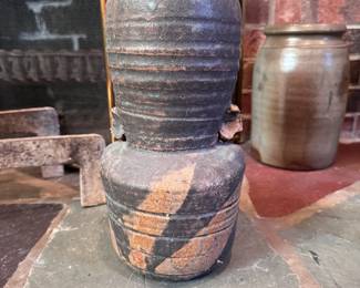 Hand-thrown pottery tall pot 10"H