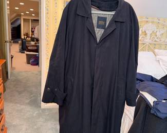 Newport Harbor black wool insulated trenchcoat  men's size large