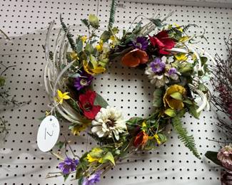Wreath #7 bright large flowers and greenery 16"