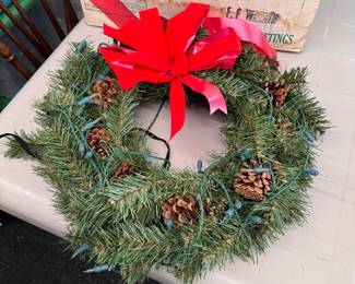Evergreen wreath 18"W (lights need replaced) 
