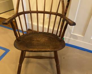 Late 18th/early 19th century sack-back; double Windsor chair