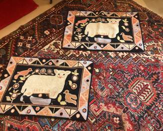 Primitive hand knotted rugs