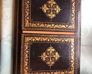 Tooled leather desk set
