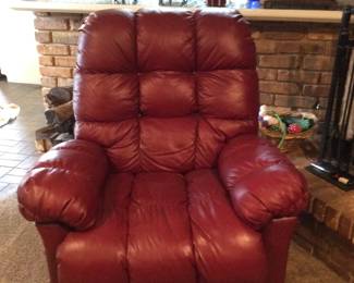 Red leather recliner in great condition