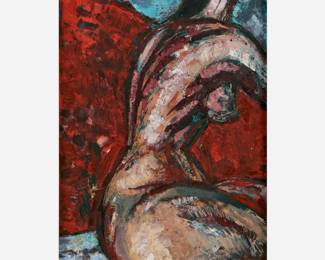 220.  Horst Schwab Nude Oil on Board (1961)