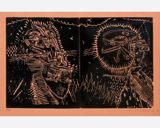 262.  Will Northerner "Passion Leads" (1982 Linocut on Velour)