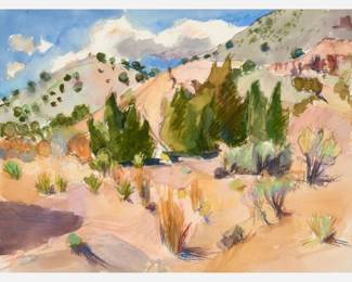 152.  Marleen Gold "Near Puye Cliffs" (Watercolor ca. 1980s)