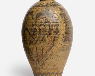 208.  William Bracker Sgraffito Pottery Vase (ca. 1970s)