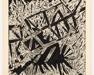 283.  Hugh Merrill "Suzy Bridge I" (1985 Woodcut)