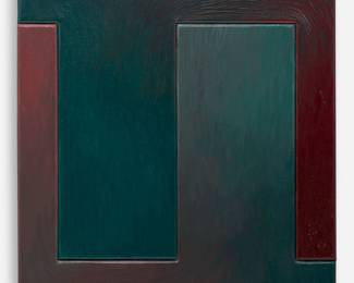 259.  Douglass Freed "Reversal Structure, Green/Wine" (1985 Acrylic)