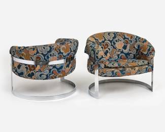 166.  Pair of Flair Cantilever Flatbar Barrel Chairs (ca. 1970s)