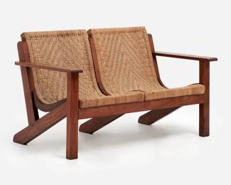 155. Woven Cord Loveseat, Manner of Michael van Beuren