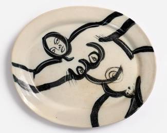 32.  Akio Takamori Stoneware Platter with Nude Figure (1989)