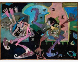 277.  Abstract Oil on Canvas (ca. late 20th c.)