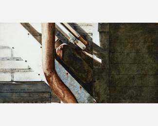 97.  Dean Mitchell "Plaza Pipes" (Watercolor ca. 1990s)